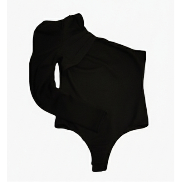 TCEC Tops - Black Bodysuit Women's Size Small By TCEC One Sleeved Indie Sleaze Bodycon Y2K